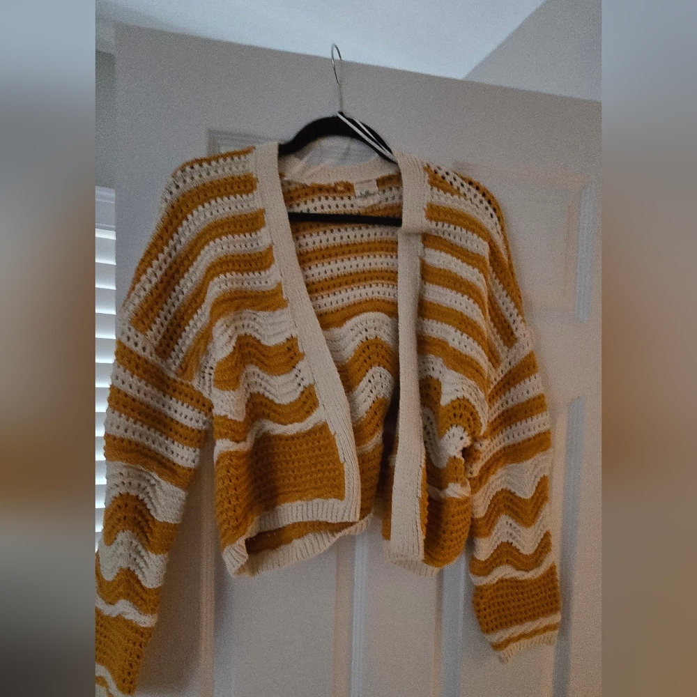 Effeci Knit Cardigan in Mustard and Cream